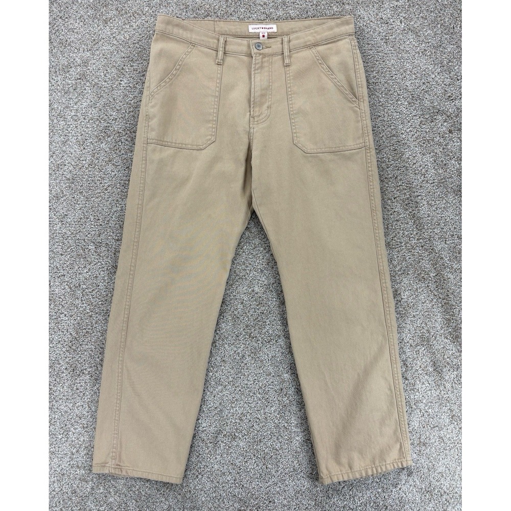 Lucky Brand 90s Loose High Rise Straight Utility Pant Womens 8/29 Tan Eco-Cotton